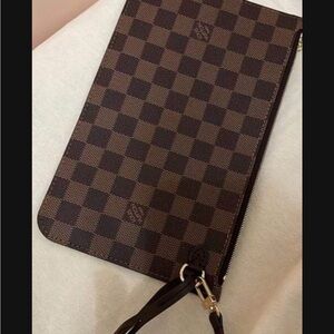 Brown Checkered Wristlet